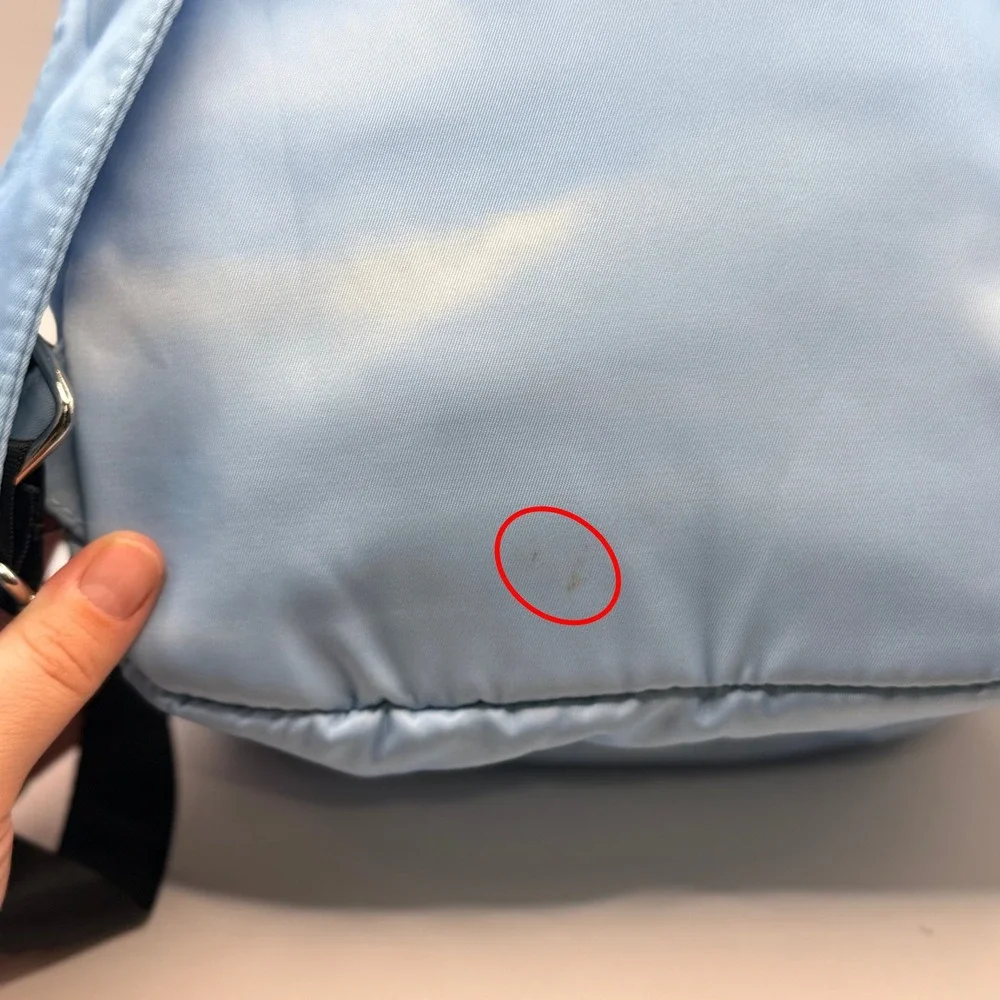 Playboy Supply Co Spencers Exclusive Mini Backpack Light Blue Satin Nylon Bag